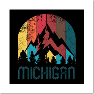 Retro Michigan T Shirt for Men Women and Kids Posters and Art